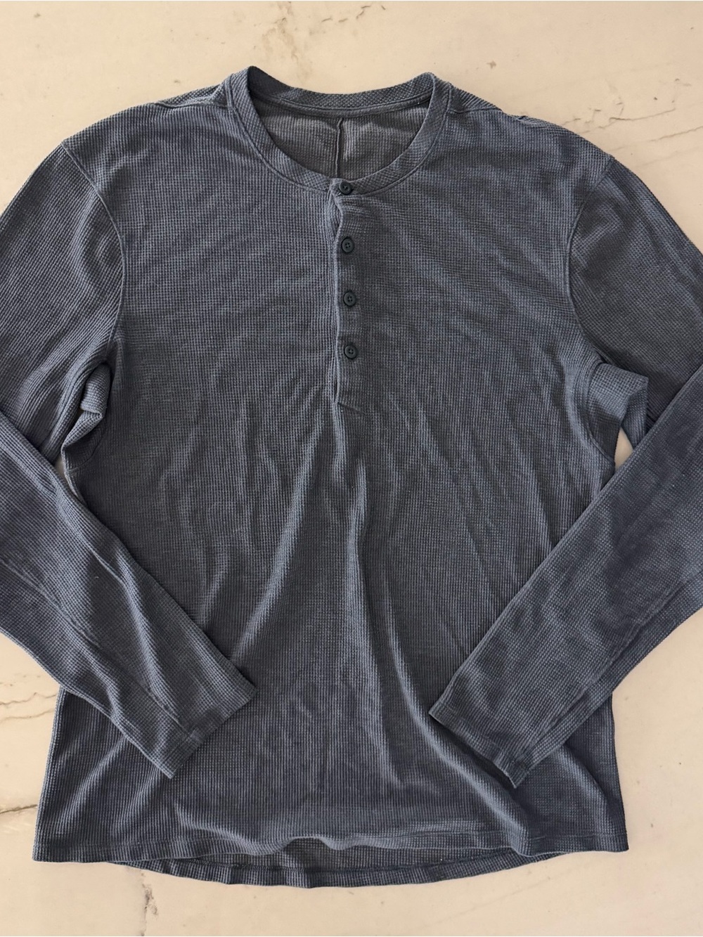 Lululemon Size M Minimalist Athleisure Henley Shirt Gray Long Sleeve Button